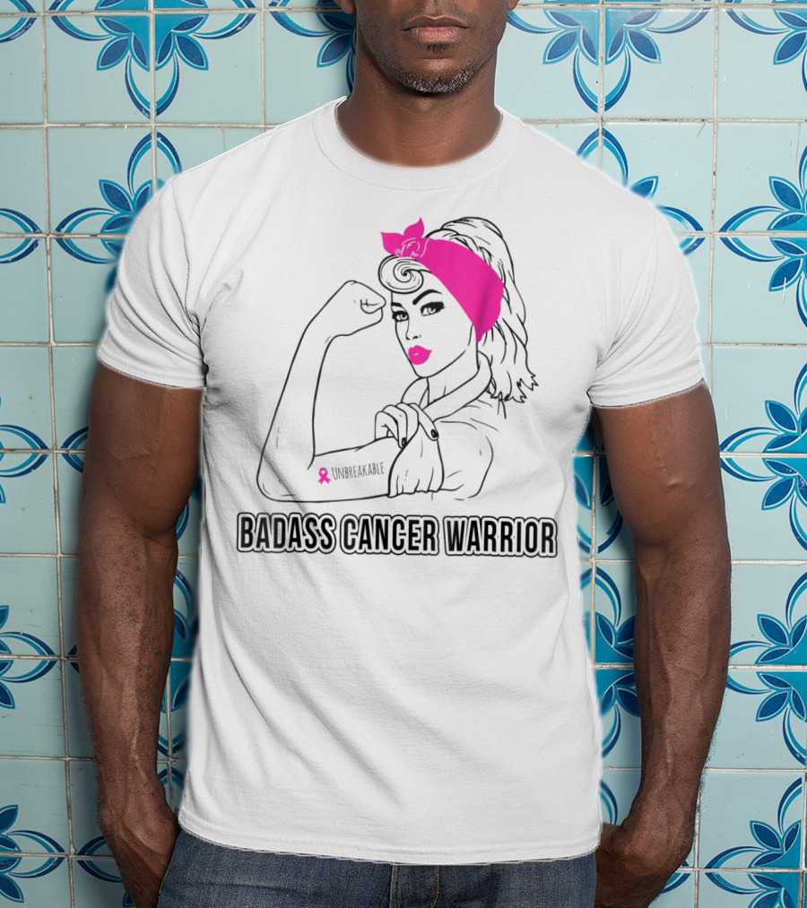 Badass Cancer Warrior Unbreakable Breast Cancer Awareness T-Shirt