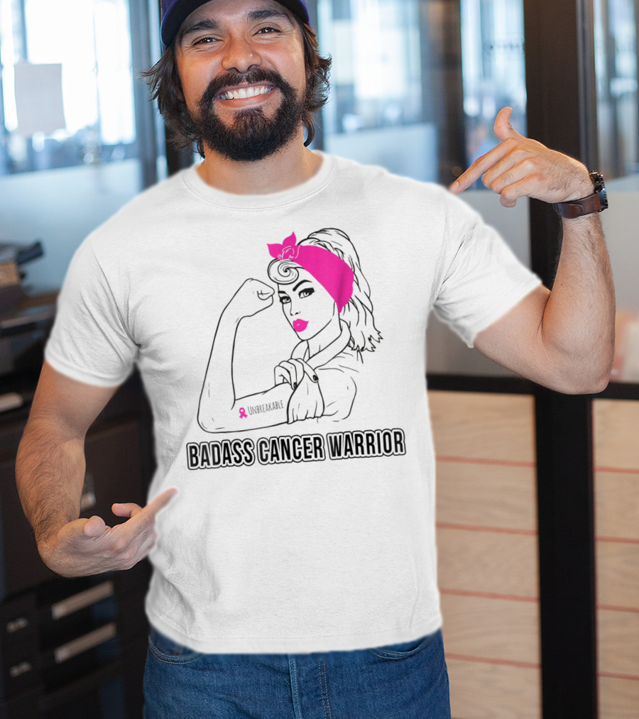 Badass Cancer Warrior Unbreakable Breast Cancer Awareness T-Shirt