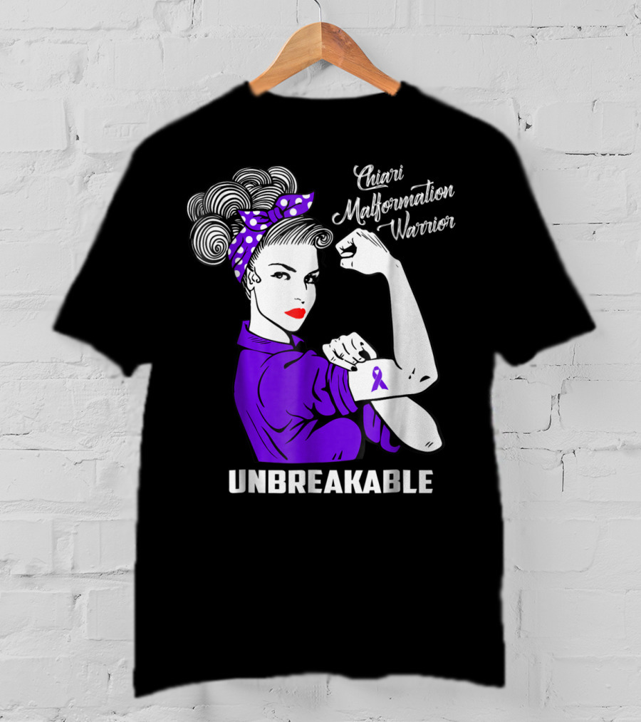 Chiari Malformation Warrior Unbreakable Rosie The Riveter T-Shirt