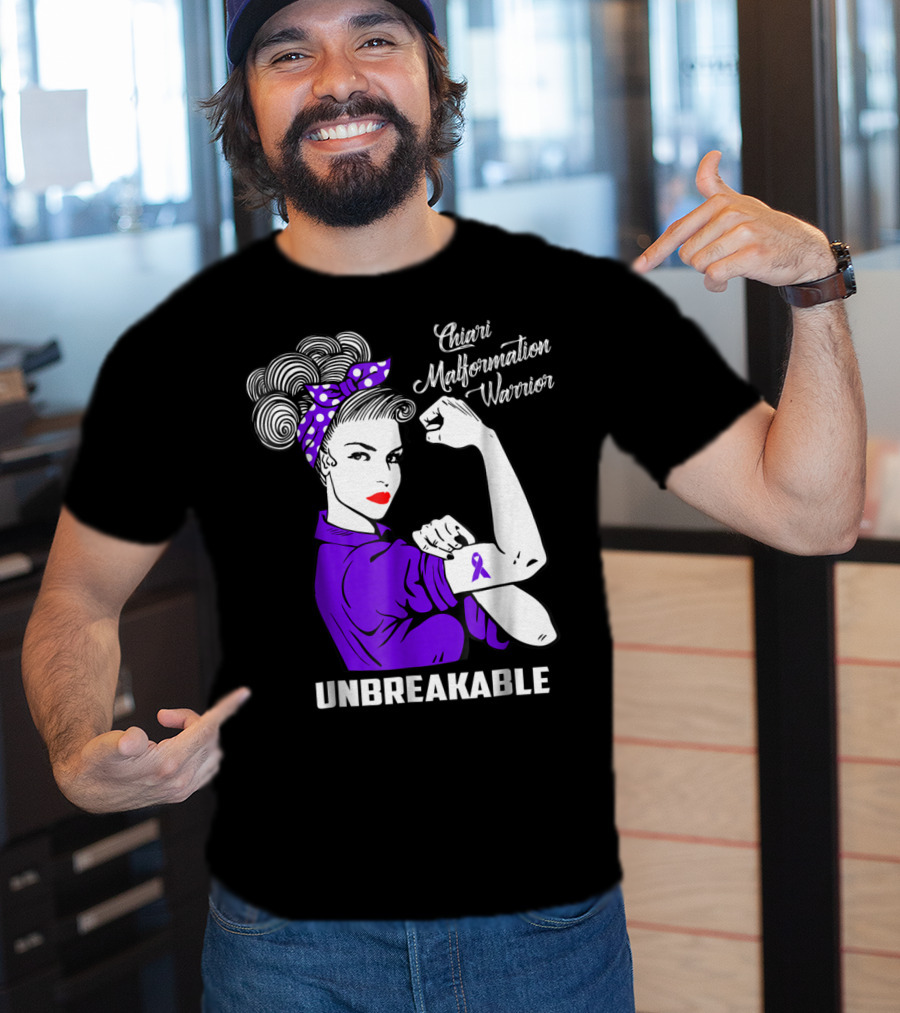 Chiari Malformation Warrior Unbreakable Rosie The Riveter T-Shirt