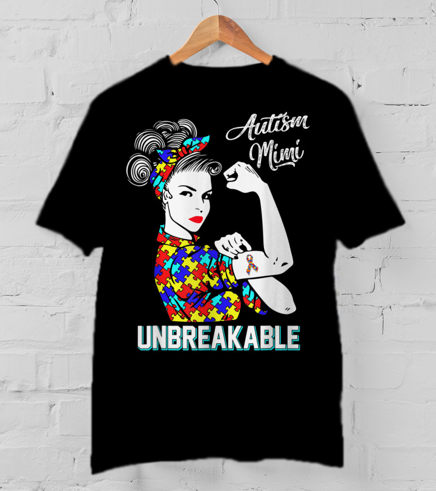 Autism Mimi Unbreakable Autism Awareness Rosie Puzzle Ribbon T-Shirt