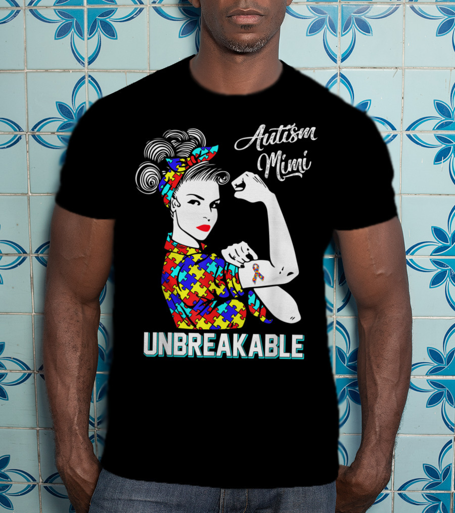 Autism Mimi Unbreakable Autism Awareness Rosie Puzzle Ribbon T-Shirt