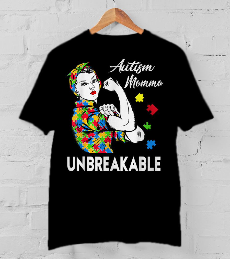 Autism Momma Unbreakable Puzzle Piece Awareness T-Shirt