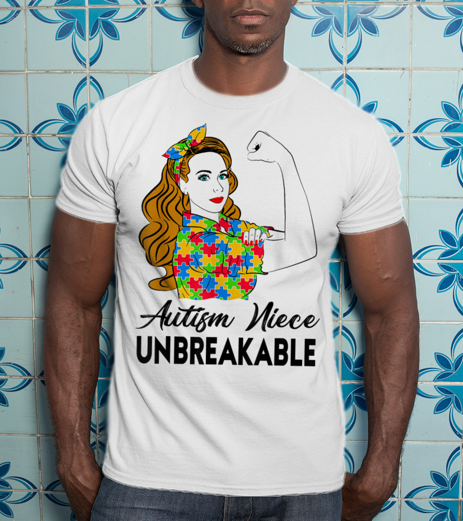 Autism Niece Unbreakable Puzzle Pattern Awareness 2W T-Shirt