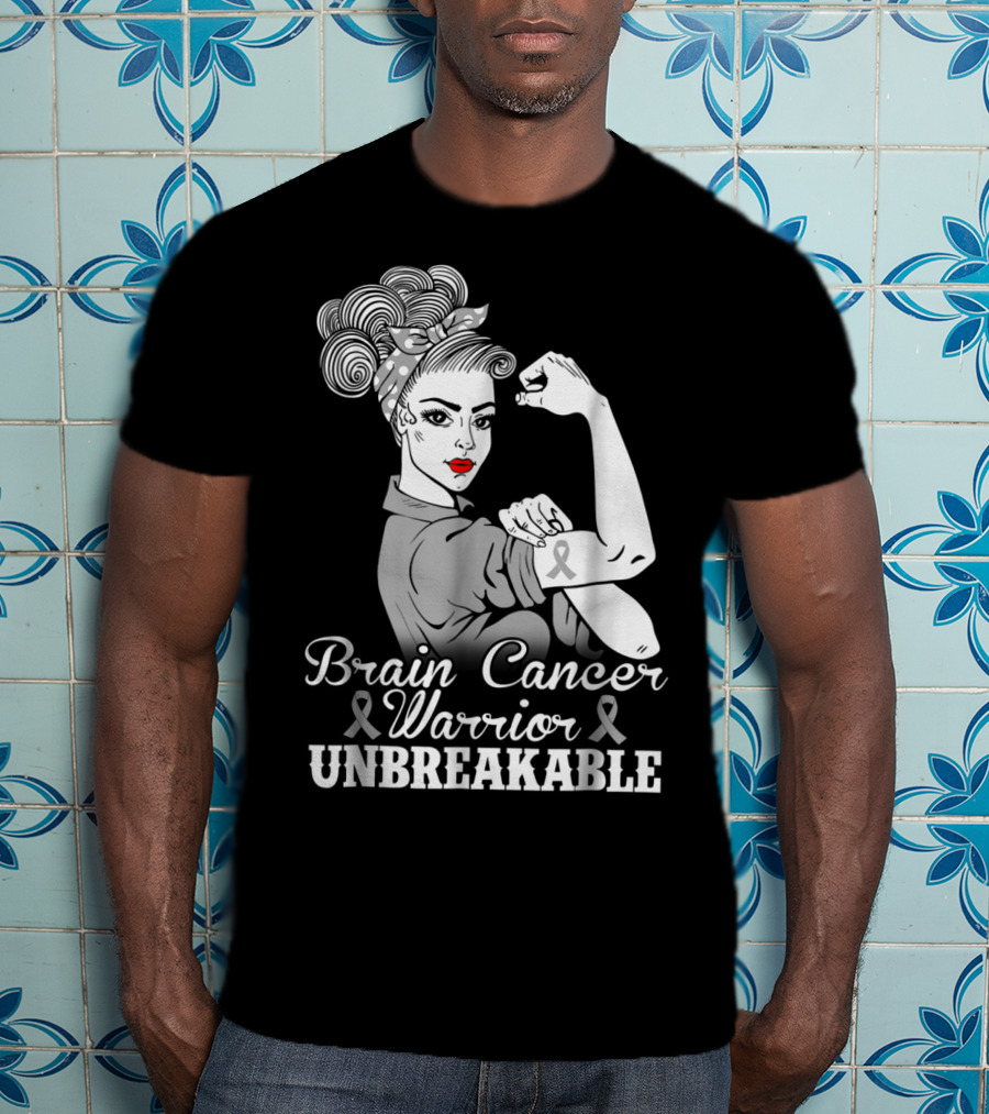 Brain Cancer Warrior Unbreakable Awareness T-Shirt