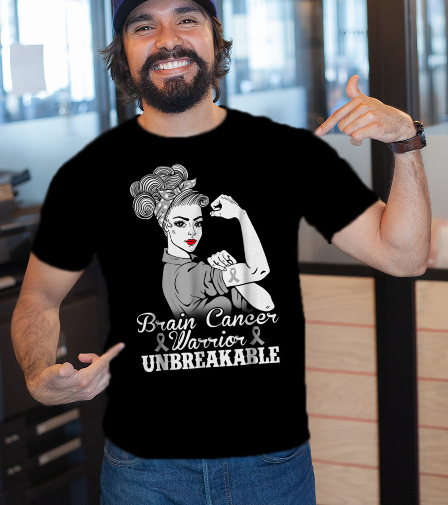 Brain Cancer Warrior Unbreakable Awareness T-Shirt
