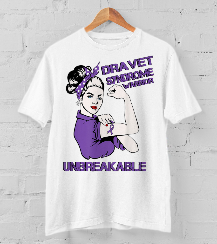 Dravet Syndrome Warrior Unbreakable Rosie Riveter Style Purple T-Shirt