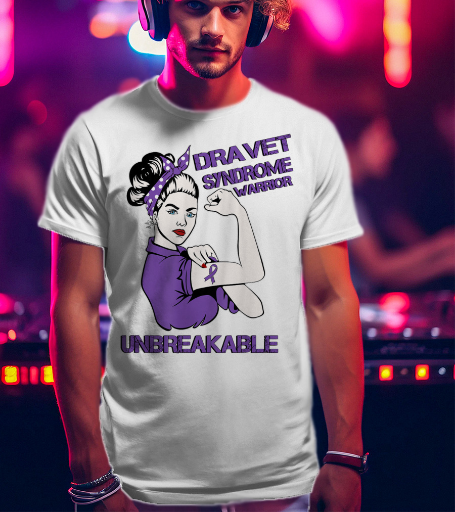 Dravet Syndrome Warrior Unbreakable Rosie Riveter Style Purple T-Shirt