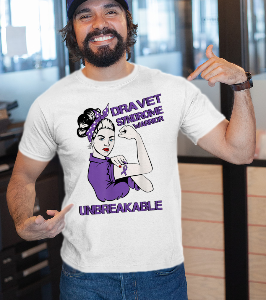 Dravet Syndrome Warrior Unbreakable Rosie Riveter Style Purple T-Shirt