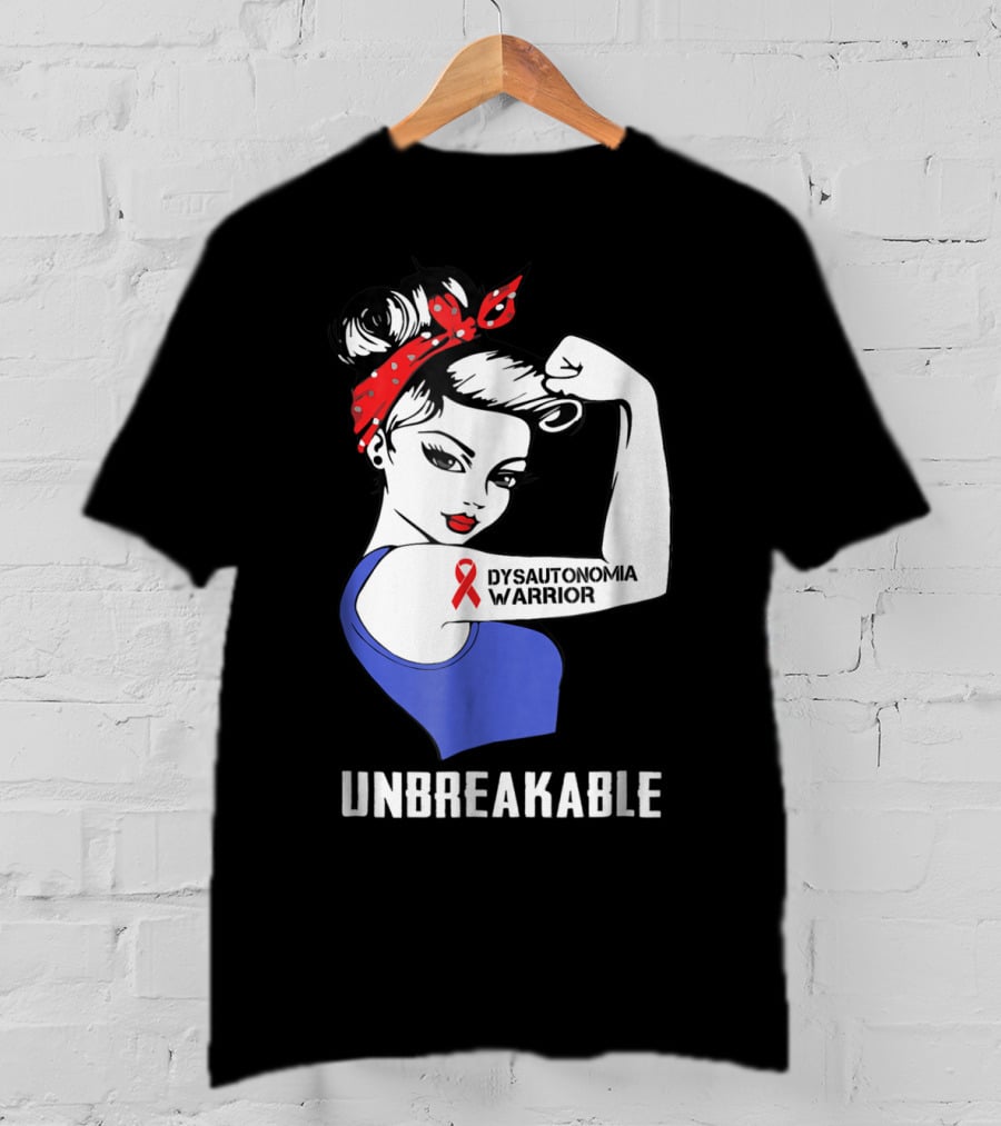 Dysautonomia Warrior Unbreakable Awareness Ribbon Tattoo Rosie The Riveter T-Shirt