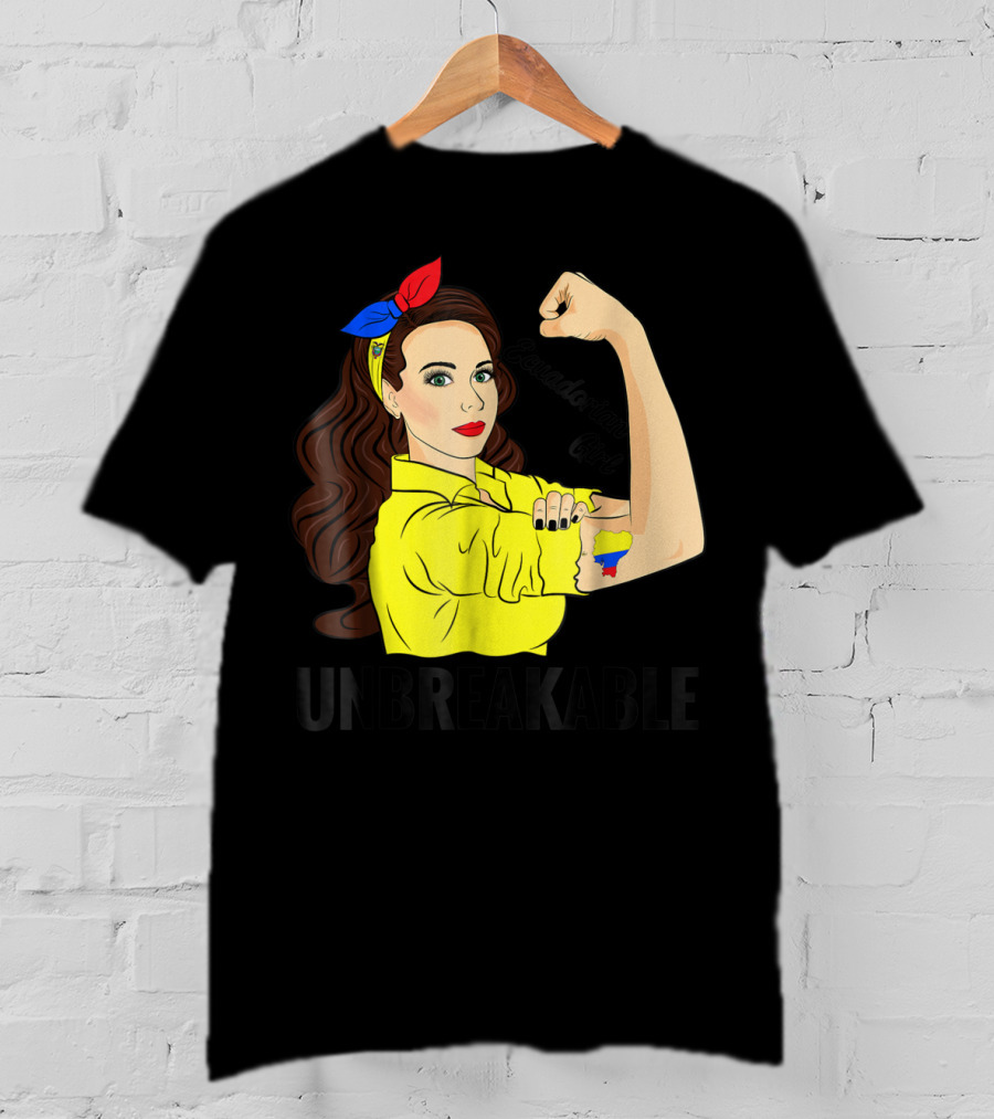 Ecuadorian Girl Unbreakable Strength With Ecuador Flag Colors T-Shirt