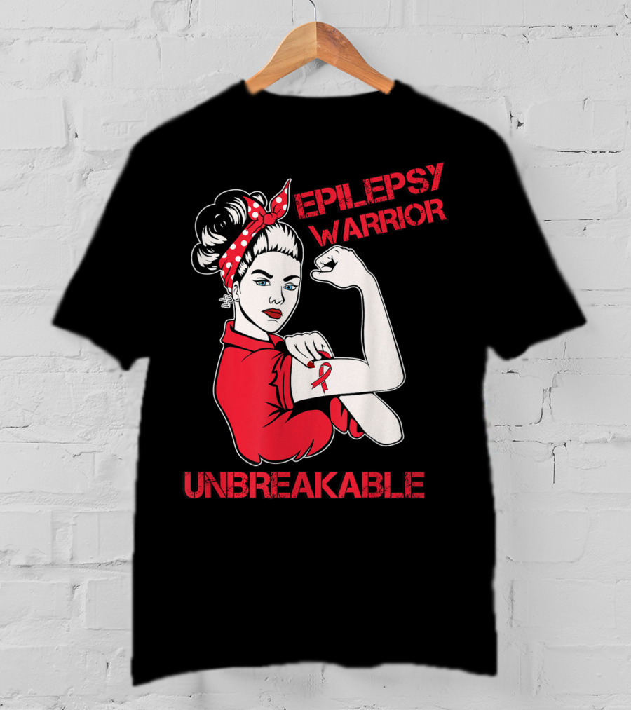 Epilepsy Warrior Unbreakable Rosie The Riveter Inspired T-Shirt