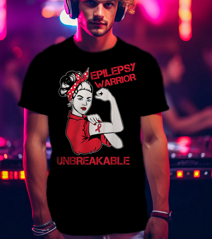 Epilepsy Warrior Unbreakable Rosie The Riveter Inspired T-Shirt