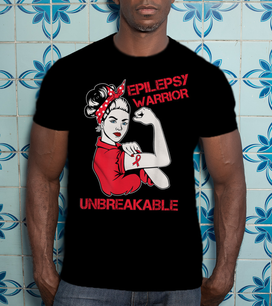 Epilepsy Warrior Unbreakable Rosie The Riveter Inspired T-Shirt