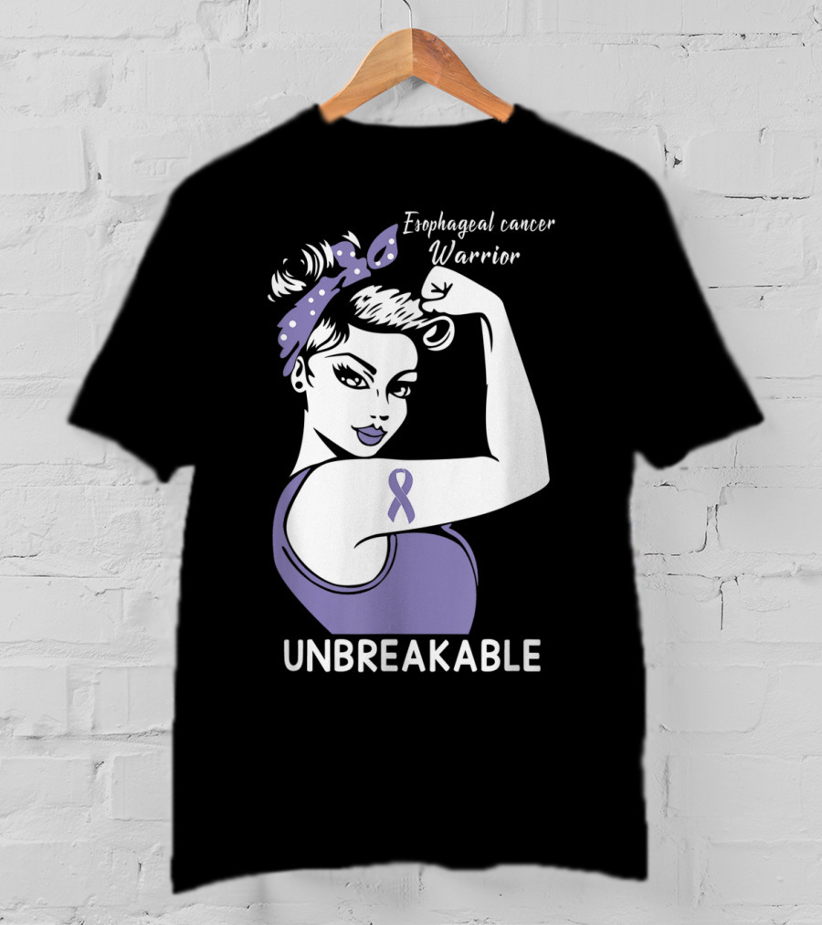 Esophageal Cancer Warrior Unbreakable Strength Ribbon T-Shirt