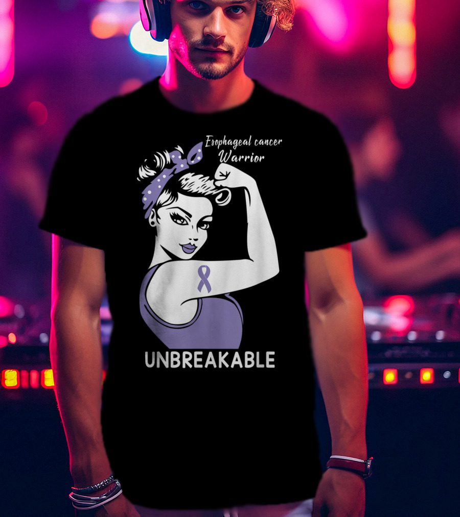 Esophageal Cancer Warrior Unbreakable Strength Ribbon T-Shirt