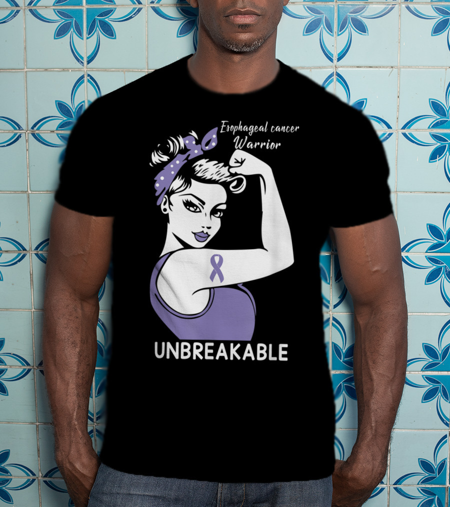 Esophageal Cancer Warrior Unbreakable Strength Ribbon T-Shirt