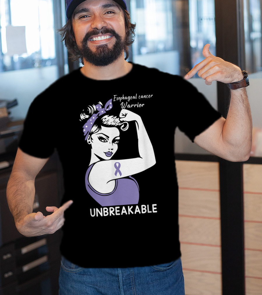 Esophageal Cancer Warrior Unbreakable Strength Ribbon T-Shirt