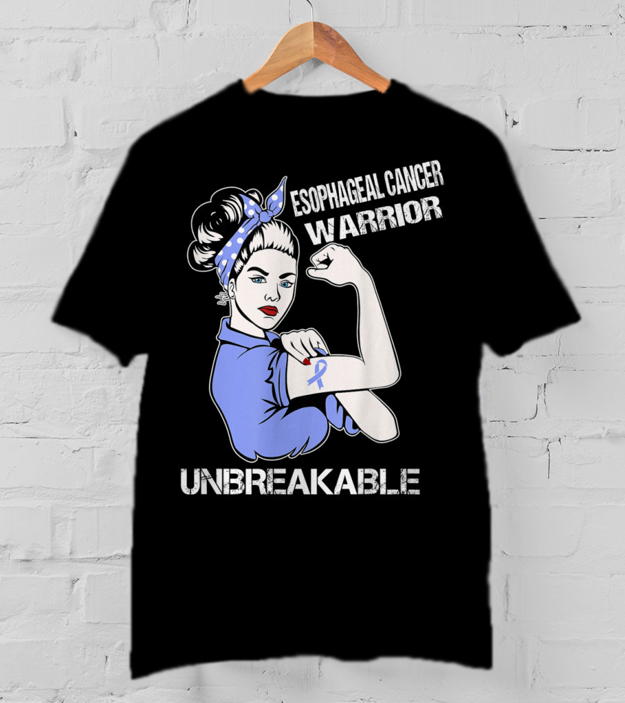 Esophageal Cancer Warrior Unbreakable Rosie The Riveter T-Shirt