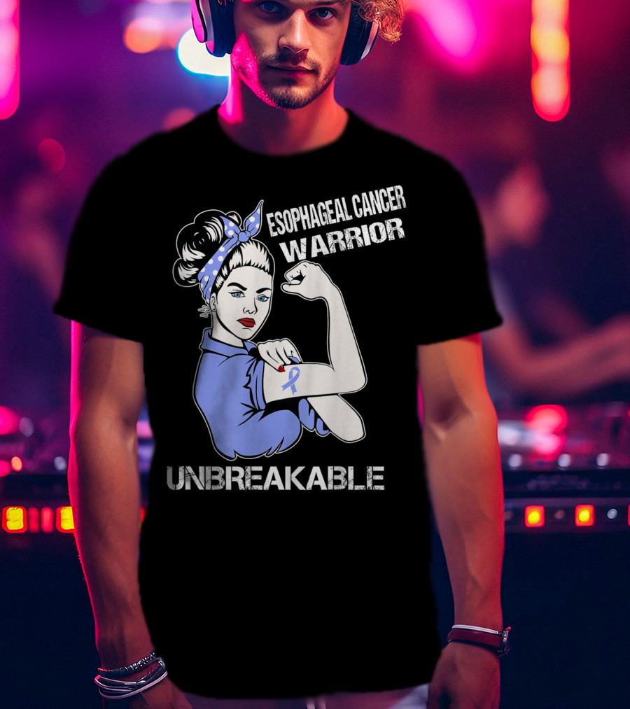 Esophageal Cancer Warrior Unbreakable Rosie The Riveter T-Shirt