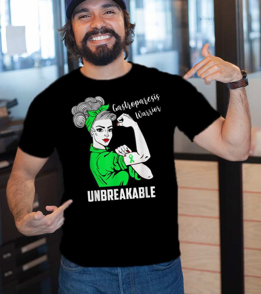 Gastroparesis Warrior Unbreakable Awareness Ribbon Strength T-Shirt