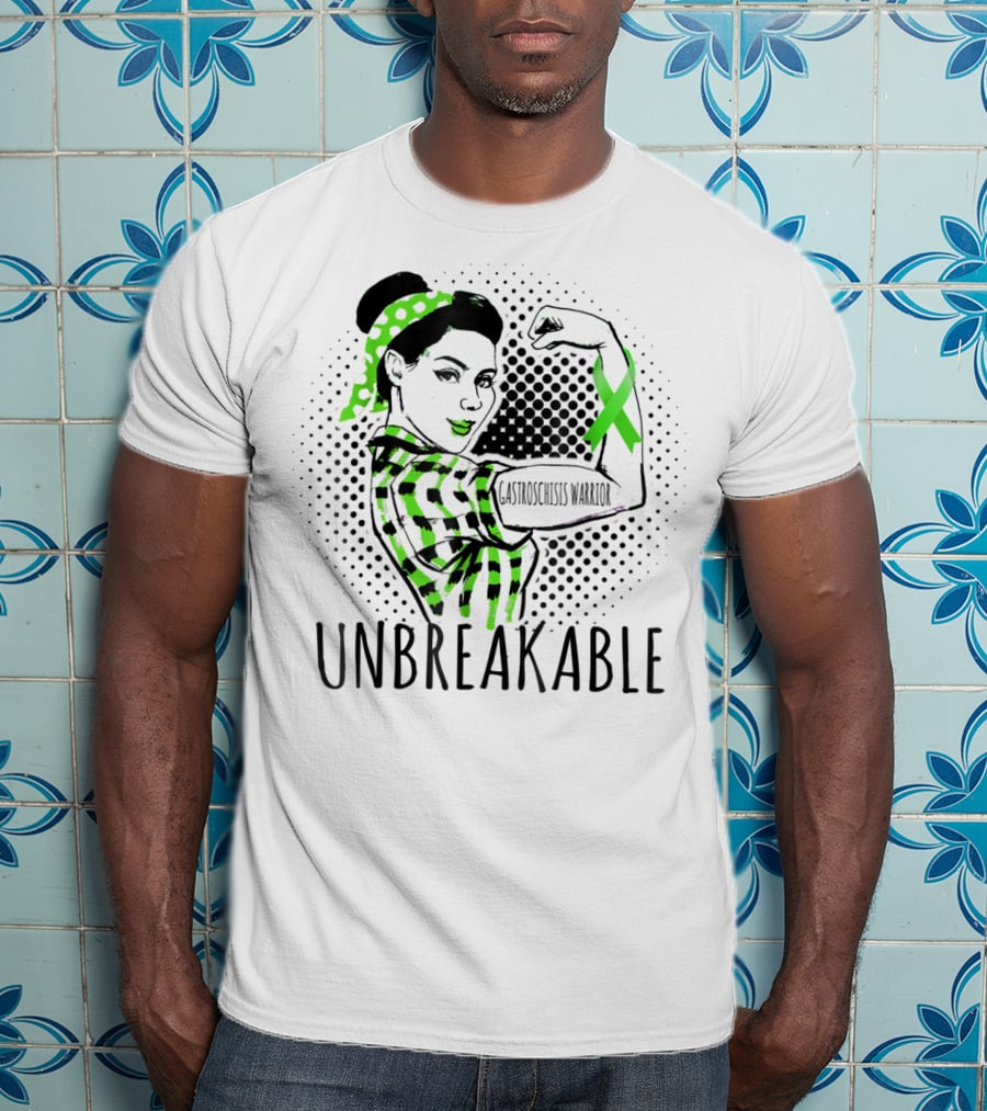 Unbreakable Gastroschisis Warrior Rosie The Riveter Style With Awareness T-Shirt