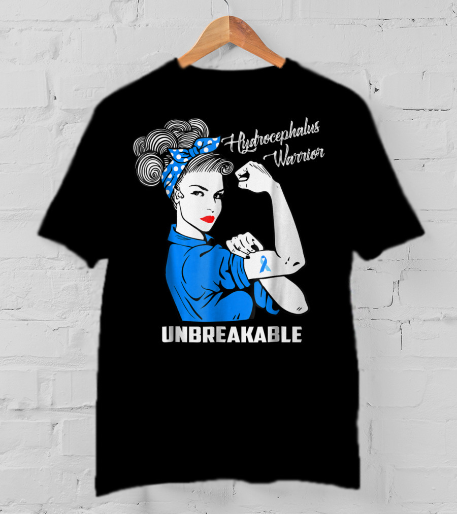 Hydrocephalus Warrior Unbreakable Awareness VB Rosie The Riveter Iconic T-Shirt