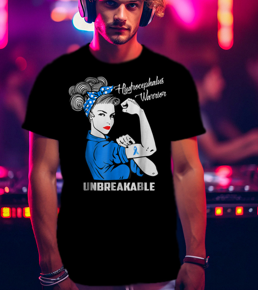 Hydrocephalus Warrior Unbreakable Awareness VB Rosie The Riveter Iconic T-Shirt