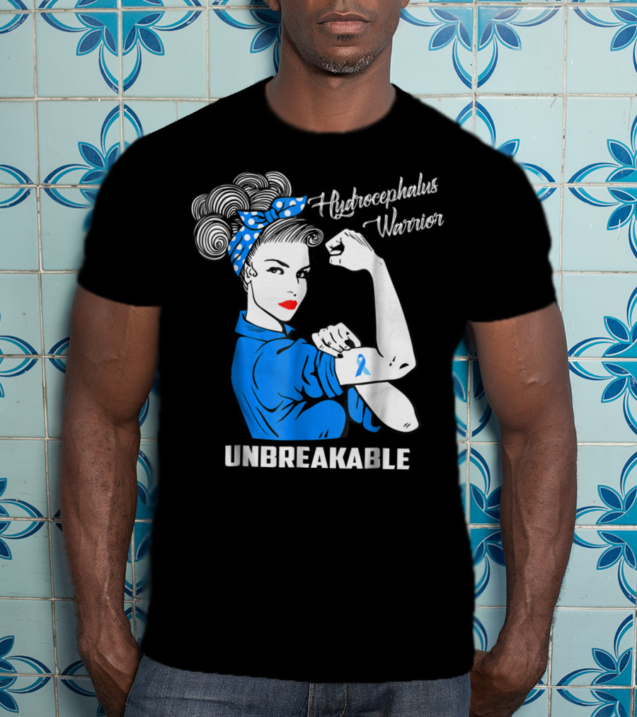 Hydrocephalus Warrior Unbreakable Awareness VB Rosie The Riveter Iconic T-Shirt