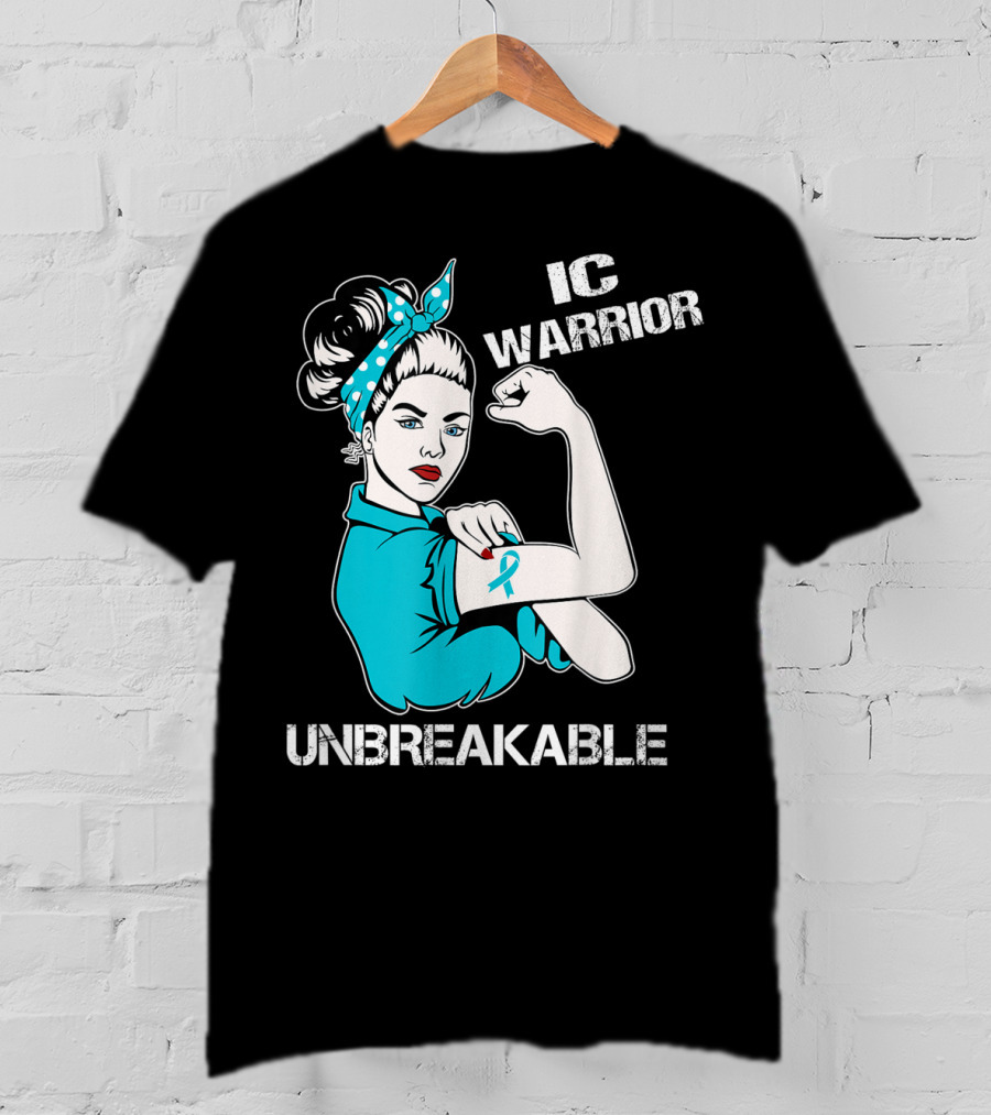 IC Warrior Unbreakable Interstitial Cystitis Awareness Rosie Riveter T-Shirt