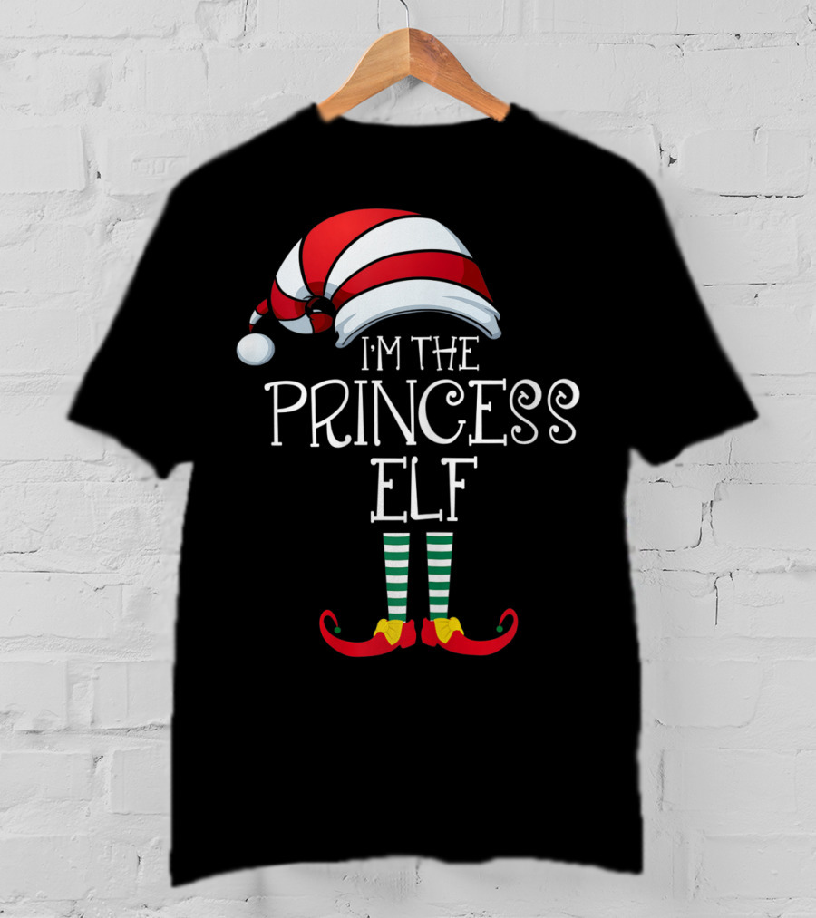 I'm The Princess Elf Striped Hat And Shoes Christmas Humor T-Shirt