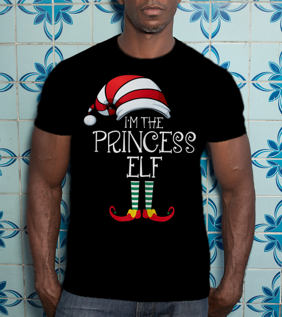 I'm The Princess Elf Striped Hat And Shoes Christmas Humor T-Shirt