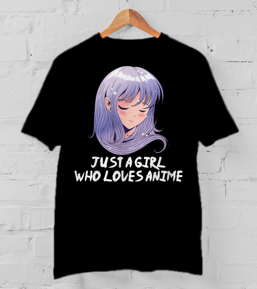 Just A Girl Who Loves Anime Japanese Anime Purple Hair Character T-Shirt