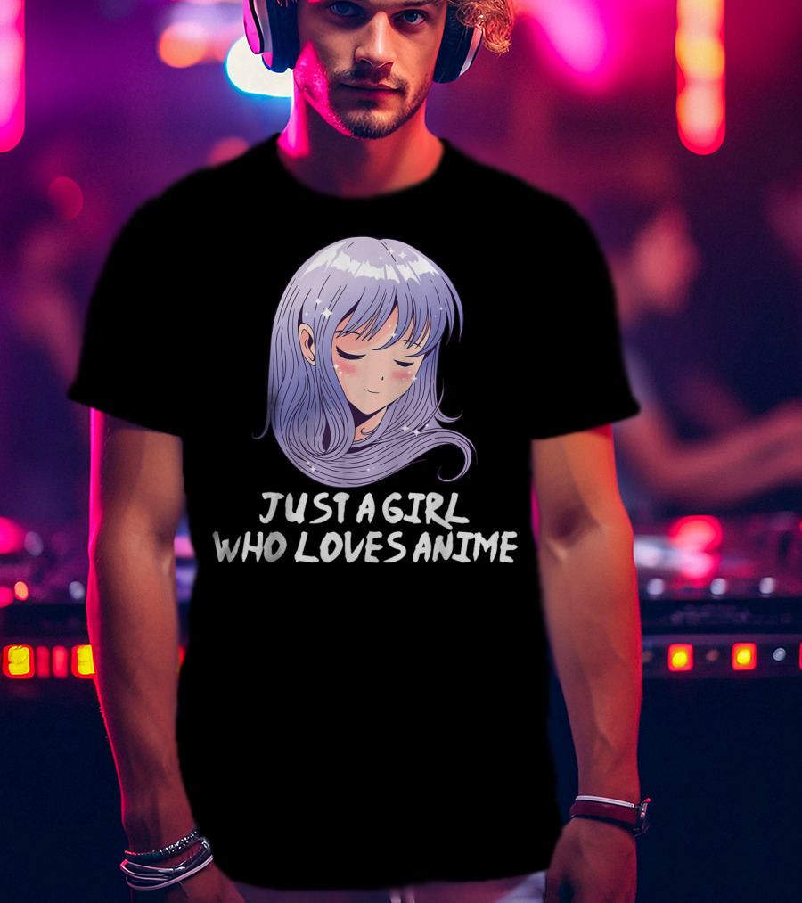 Just A Girl Who Loves Anime Japanese Anime Purple Hair Character T-Shirt