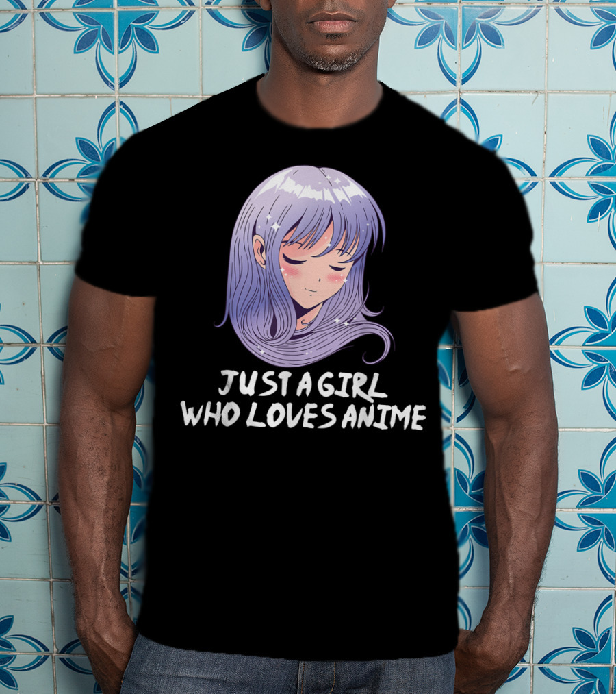 Just A Girl Who Loves Anime Japanese Anime Purple Hair Character T-Shirt