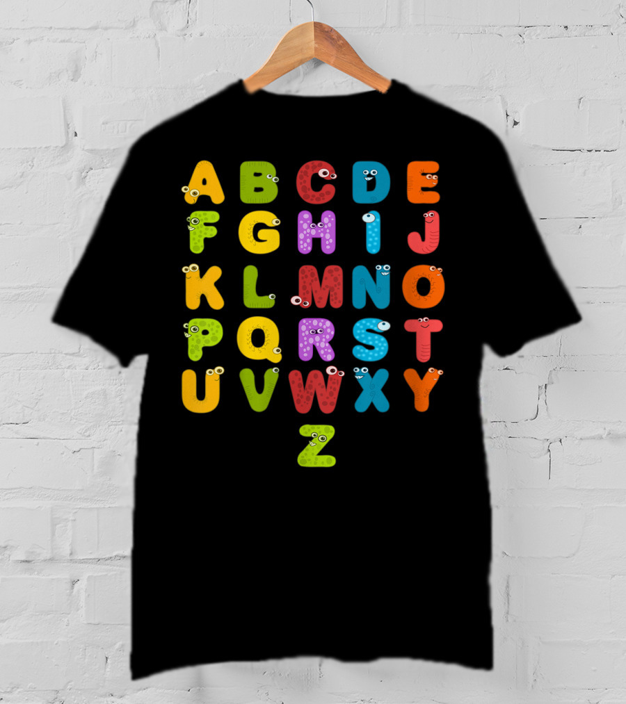 Kids Alphabet ABCs Learning Cute Monster Letters T-Shirt