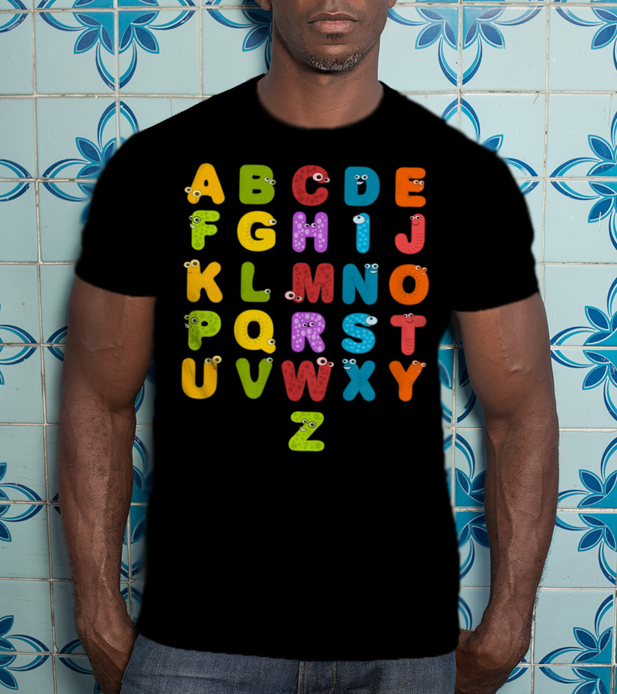 Kids Alphabet ABCs Learning Cute Monster Letters T-Shirt