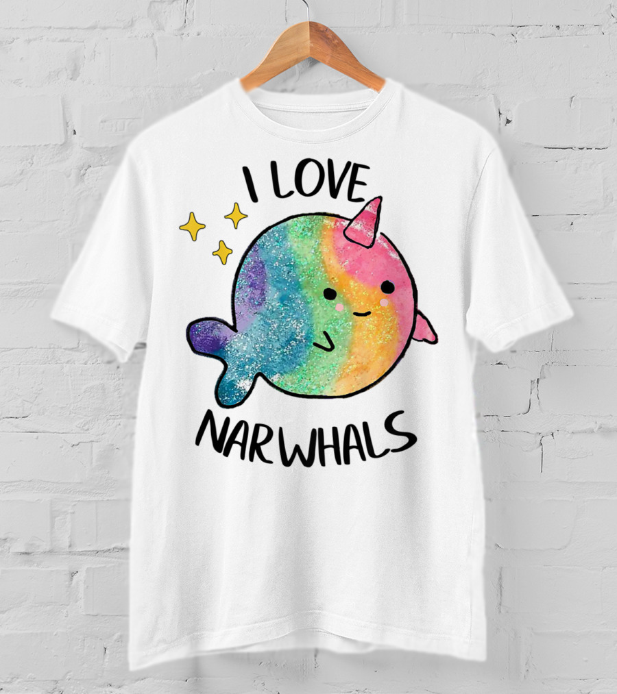 I Love Narwhals Rainbow Whale Kids T-Shirt