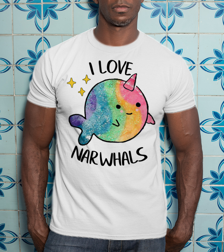 I Love Narwhals Rainbow Whale Kids T-Shirt