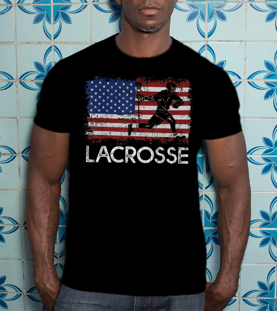Lacrosse American Flag Fourth Of July Stars And Stripes Player T-Shirt