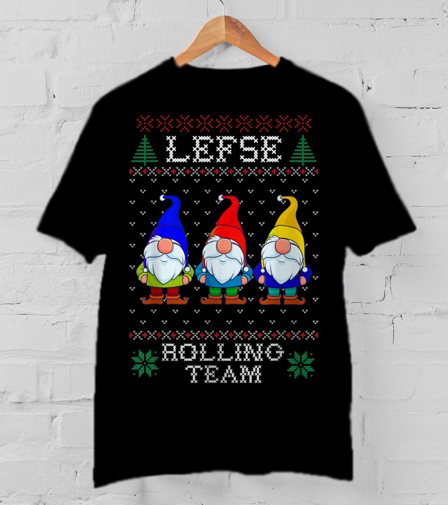 Lefse Rolling Team Christmas Baking Tomte Gnomes Holiday T-Shirt