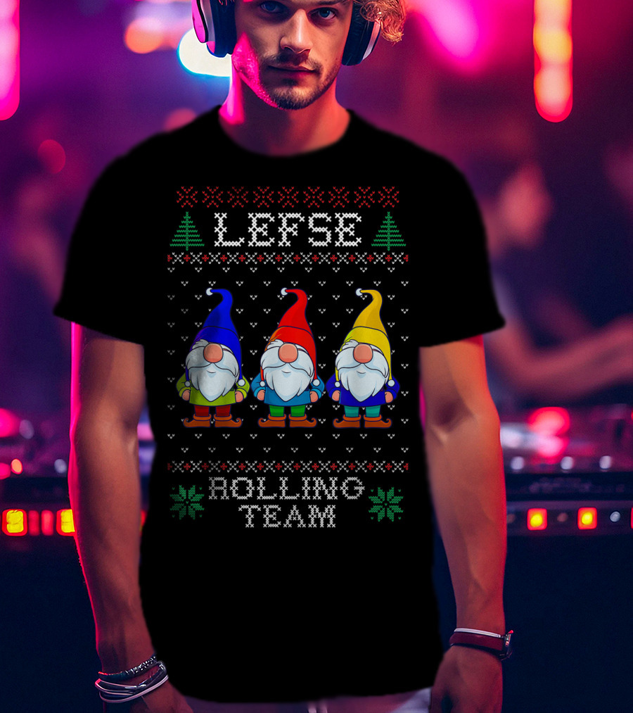 Lefse Rolling Team Christmas Baking Tomte Gnomes Holiday T-Shirt