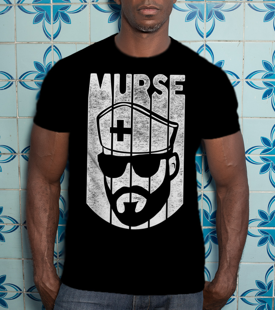 Mens Murse Funny Beard Nurse Male Nurse T-Shirt