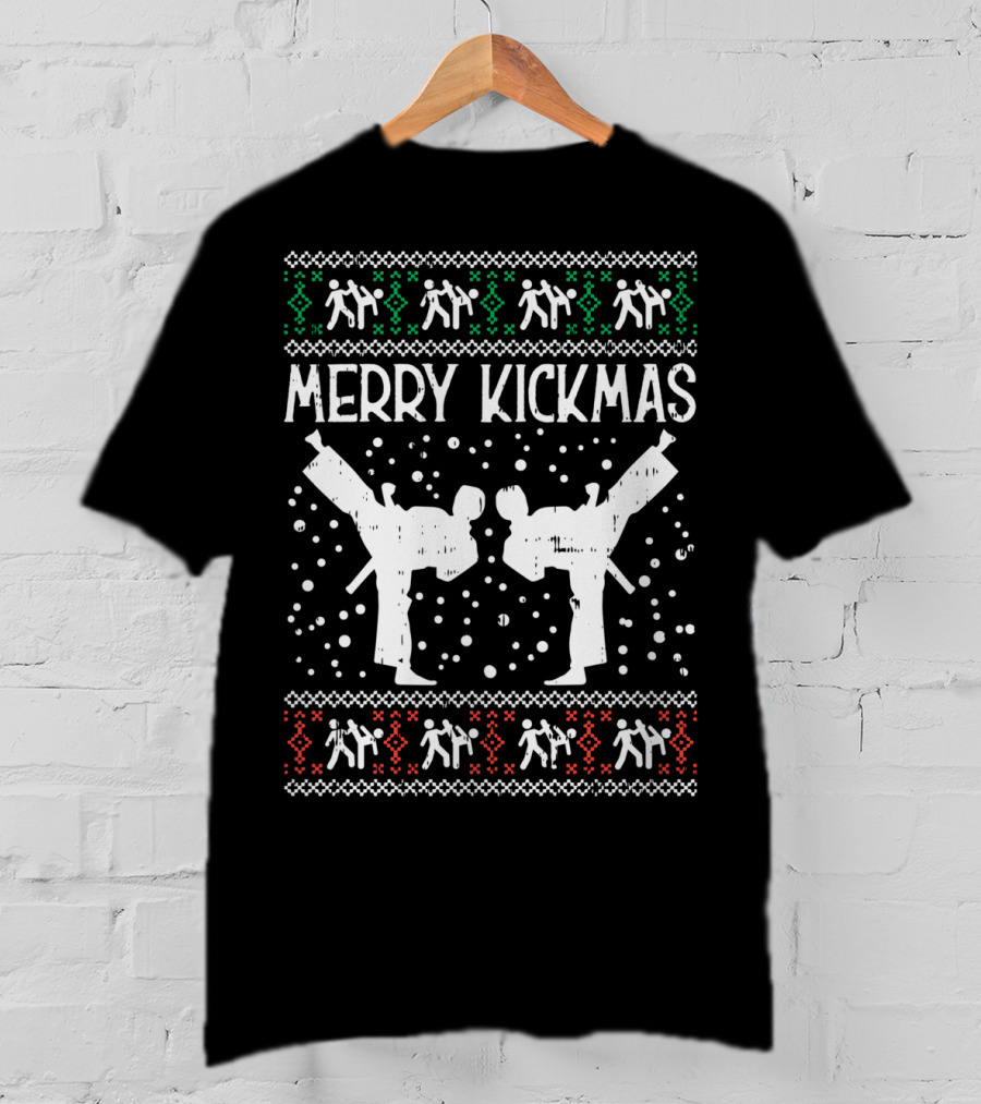 Merry Kickmas Ugly Christmas Karate Jiu Jitsu Martial Arts T-Shirt