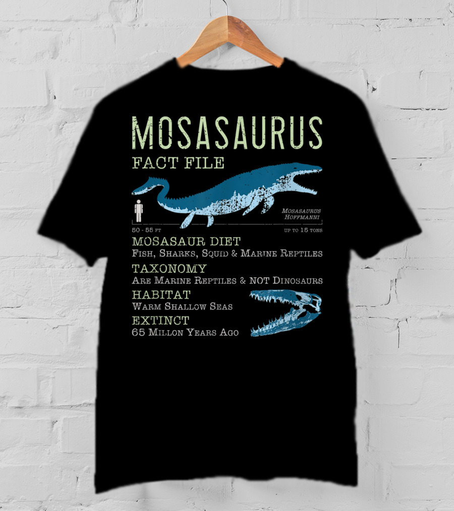 Mosasaurus Fact File Marine Reptiles Jurassic Mosasaur Diet And Habitat T-Shirt