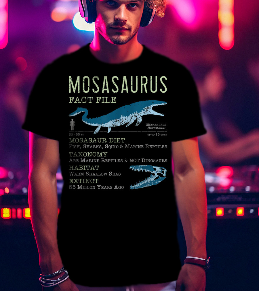 Mosasaurus Fact File Marine Reptiles Jurassic Mosasaur Diet And Habitat T-Shirt