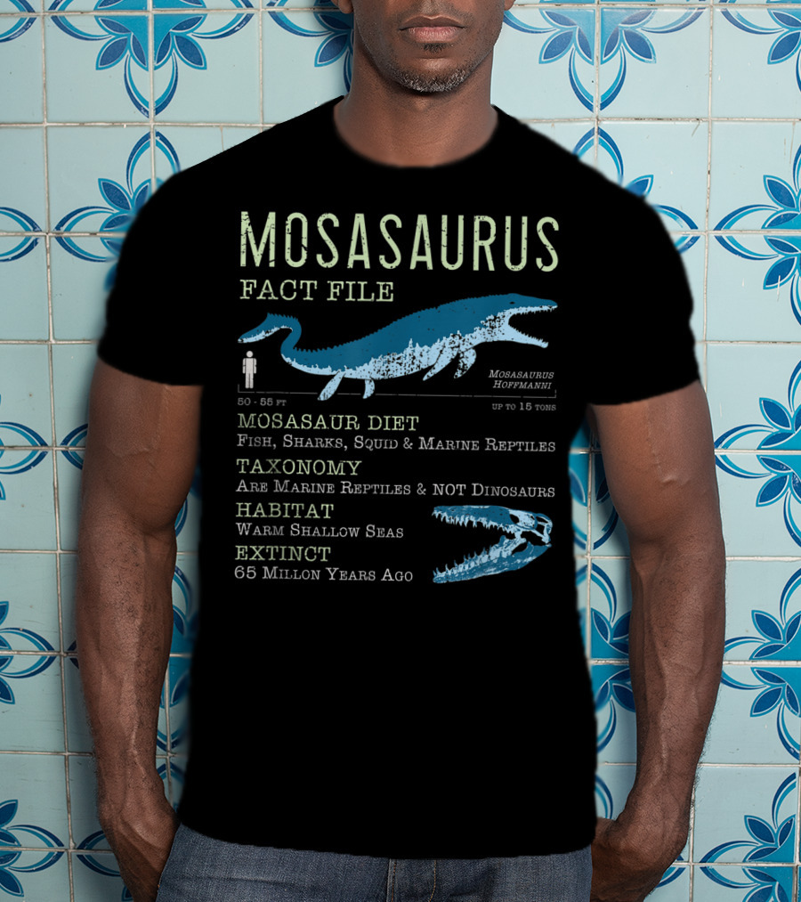 Mosasaurus Fact File Marine Reptiles Jurassic Mosasaur Diet And Habitat T-Shirt