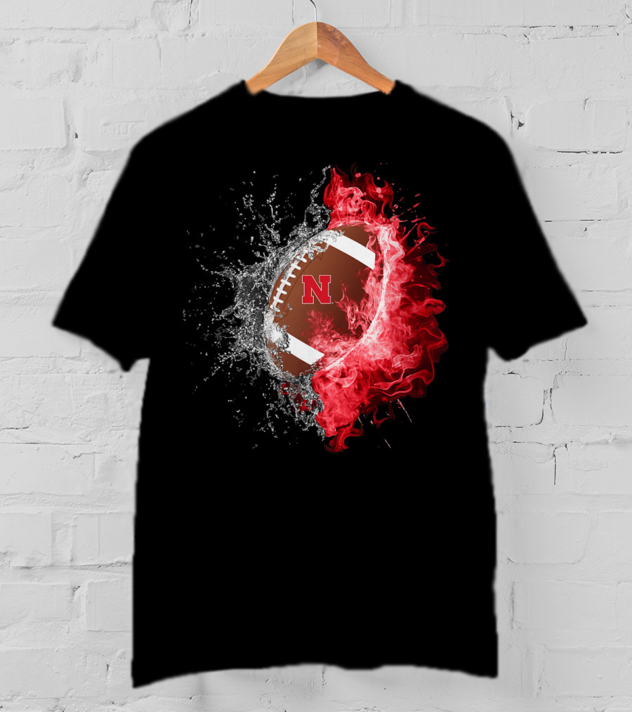 Nebraska Cornhuskers Football Water And Fire Burst T-Shirt