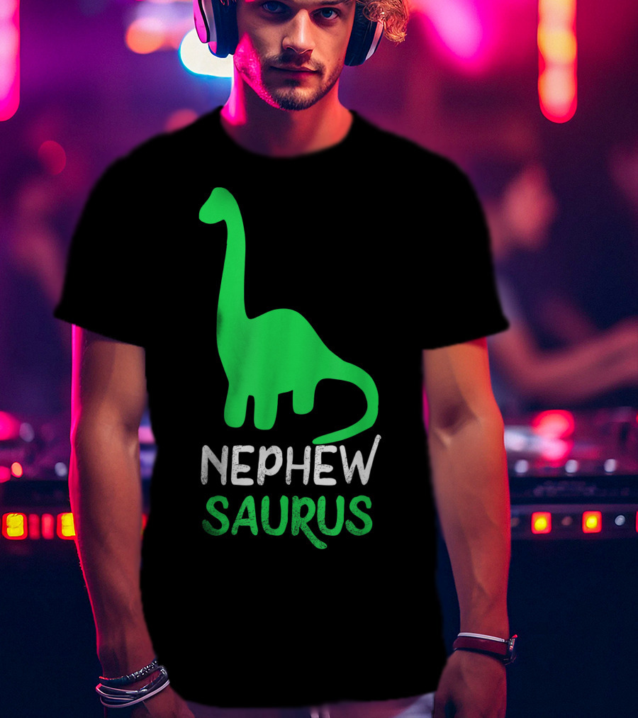 Nephewsaurus Funny Dinosaur Nephew Saurus Iconic Green Dinosaur T-Shirt