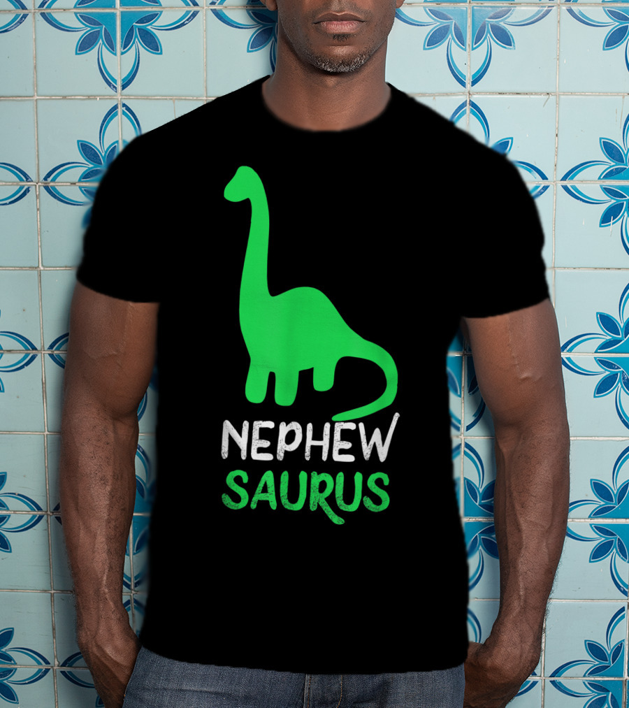 Nephewsaurus Funny Dinosaur Nephew Saurus Iconic Green Dinosaur T-Shirt